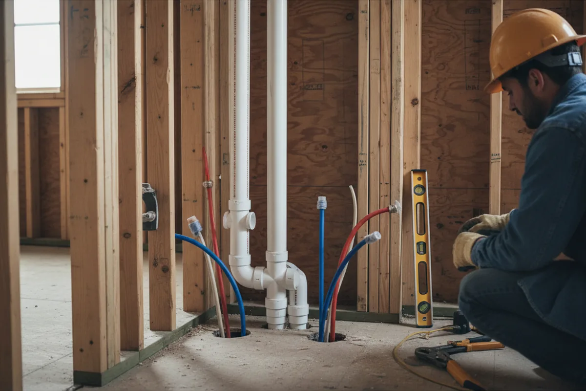 Drain and supply rough-in during Garbage Disposal Repair in Llano