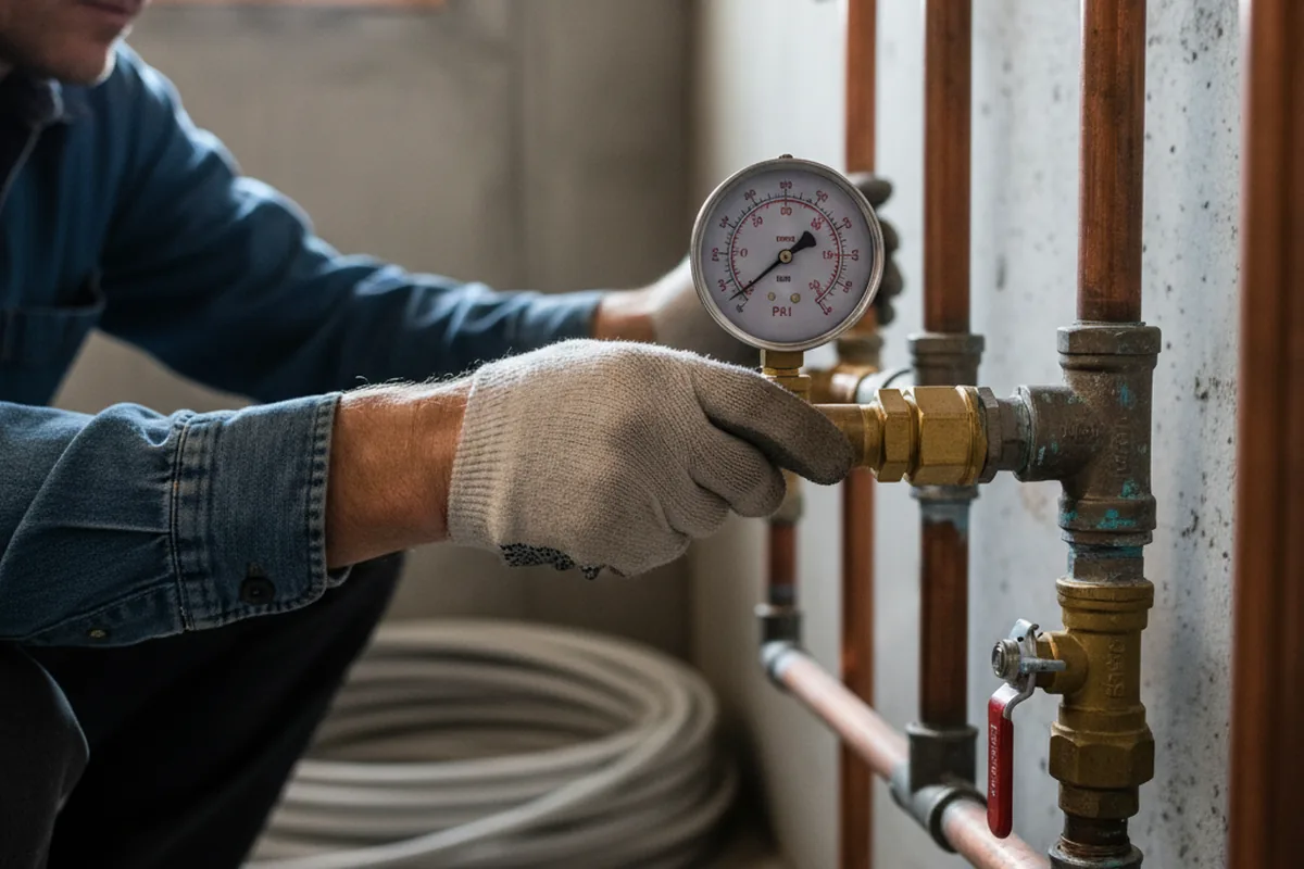 Pressure testing a repaired line during Water Line Repair in Llano
